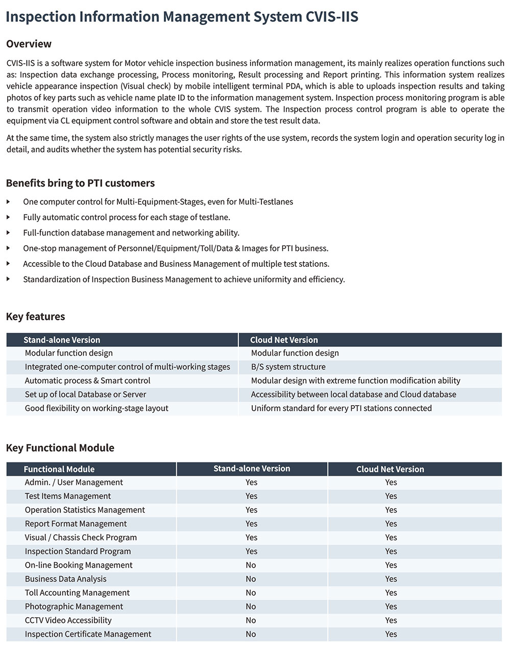 Inspection Information Management System CVIS-IIS
